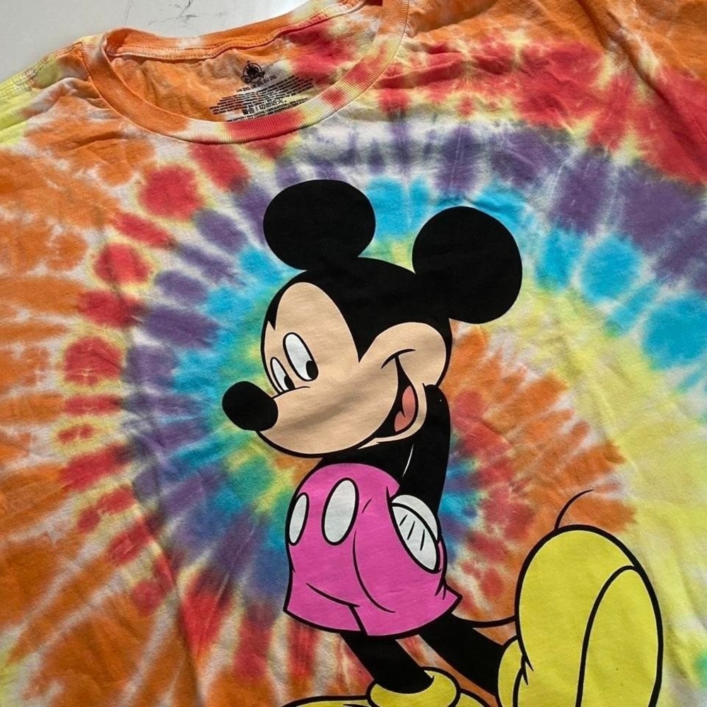Disney Mickey Mouse Tie Dye‎ T Shirt 2XL Colorful Spiral Graphic Tee